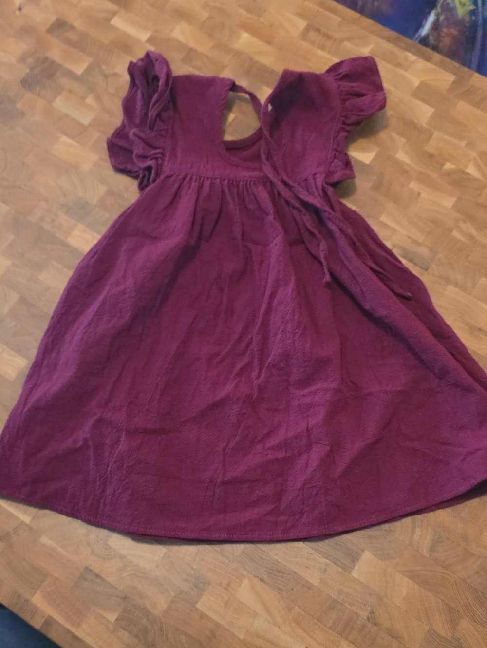 2 / $10 Source Unknown Deep Plum Flutter-Sleeve Girls Dress